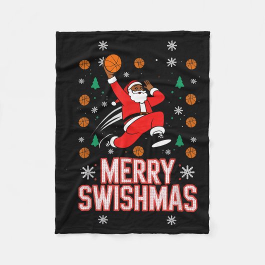 Basketball Shirt Boys Christmas Pajamas Merry Swis Fleecedecke (Vorderseite)
