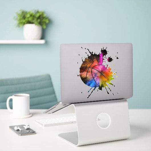 Basketball Shirt Graffiti Silhouette Aufkleber (Laptop auf Schreibtisch)