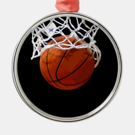 Basketball Silbernes Ornament (Vorne)