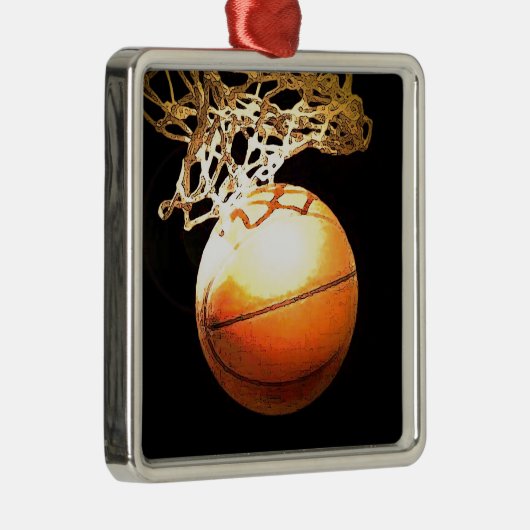 Basketball Silbernes Ornament (Rechts)