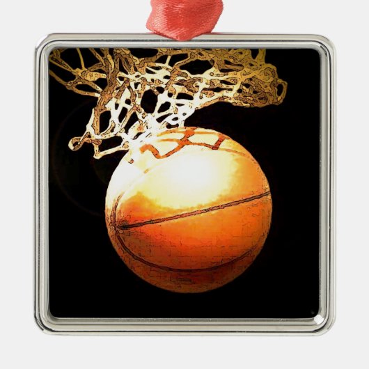 Basketball Silbernes Ornament (Vorne)