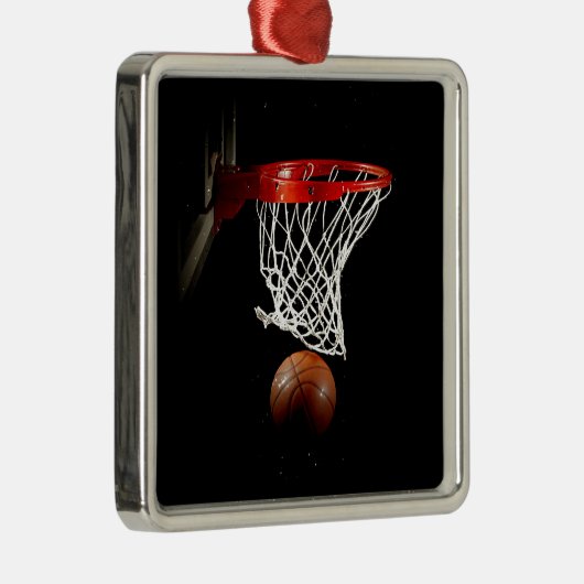 Basketball Silbernes Ornament (Rechts)