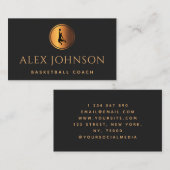 Basketball Silhouette Basketball-Basketballtrainer Visitenkarte (Vorne/Hinten)