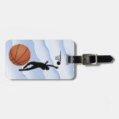 Basketball -- Silhouette of Player plus Ball Gepäckanhänger (Vorderseite horizontal)