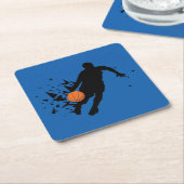 Basketball-Silhouette Rechteckiger Pappuntersetzer (angewinkelt)