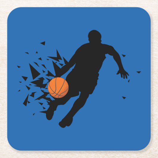 Basketball-Silhouette Rechteckiger Pappuntersetzer (Vorderseite)