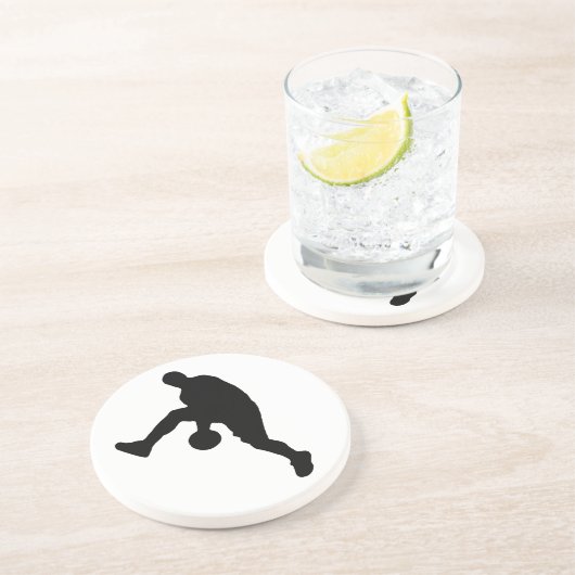 Basketball-Silhouette Sandstein Untersetzer (Seite)