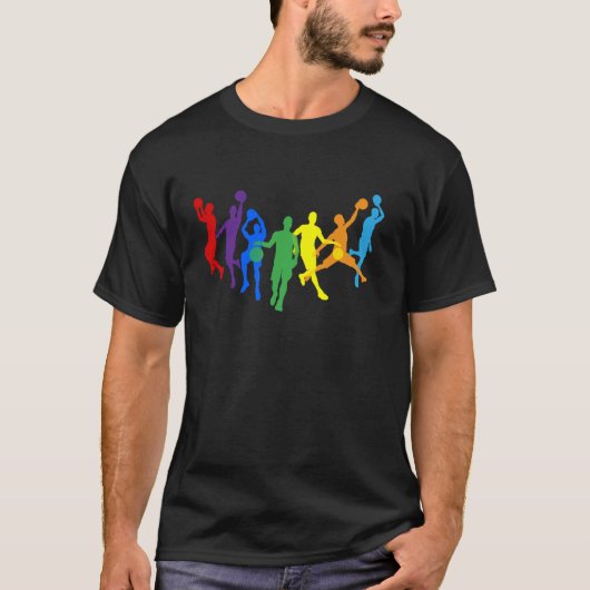 Basketball Silhouette Spieler Silhouetten T-Shirt (Vorderseite)