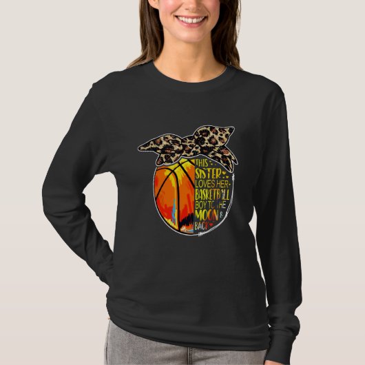Basketball Sister Vintag Leopard Messy Bun T-Shirt (Vorderseite)