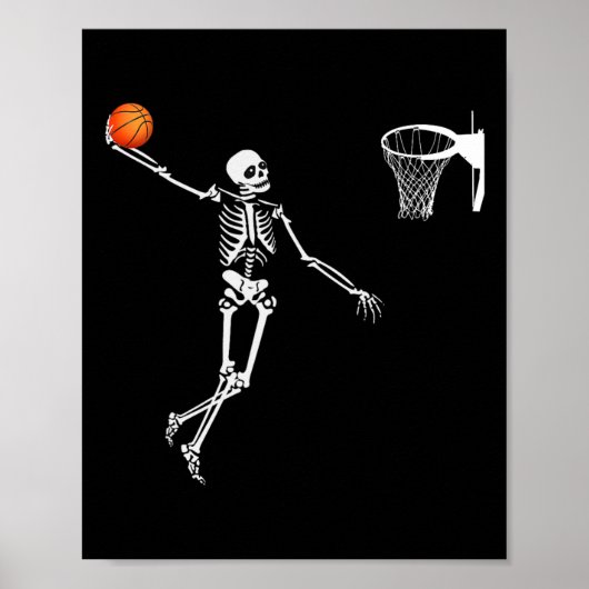 Basketball Skeleton Halloween Art-Dunking Skeleto Poster (Vorne)
