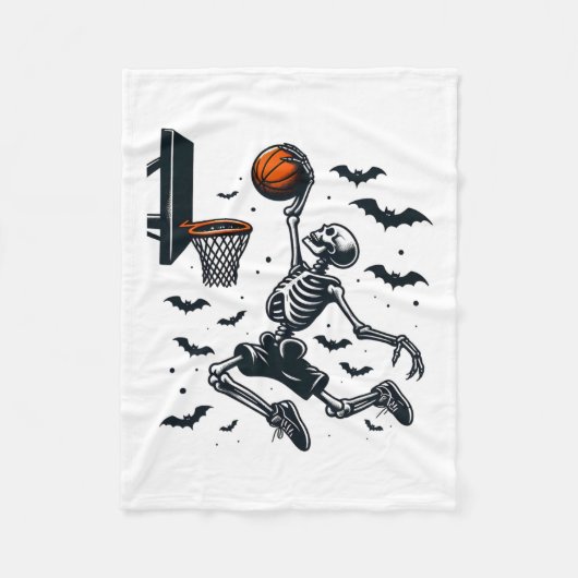 Basketball Skeleton Halloween Skeleton Basketball Fleecedecke (Vorderseite)