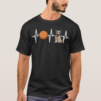 Basketball Skye Terrier Heartbeat  T-Shirt