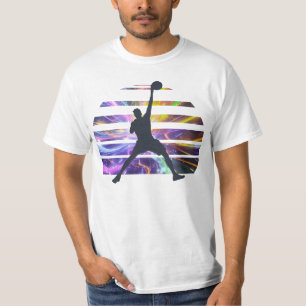 Basketball Slam Dunk Silhouette   Sunset Glitch Ar T-Shirt