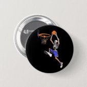 Basketball Slam Dunk Skeleton Halloween Button (Vorne & Hinten)