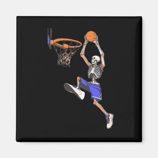 Basketball Slam Dunk Skeleton Halloween Magnet (Vorne)