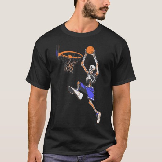 Basketball Slam Dunk Skeleton Halloween T-Shirt (Vorderseite)