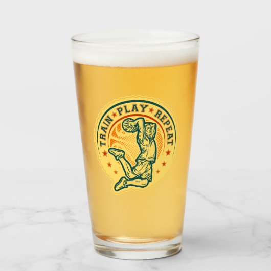 Basketball Slam Dunk Vintages Design Glas (Vorne (Gefüllt))