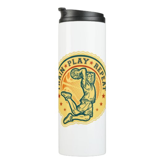 Basketball Slam Dunk Vintages Design Thermosbecher (Nach rechts gedreht)