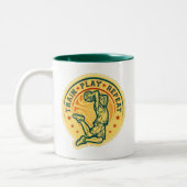 Basketball Slam Dunk Vintages Design Zweifarbige Tasse (Links)