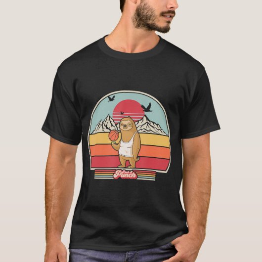 Basketball Sloth Shirt. Retro-Stil T-Shirt (Vorderseite)