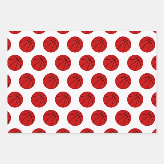 Basketball & Snowflake Rot Schwarz & Weiß Weihnach Geschenkpapier Set (Vorderseite 2)