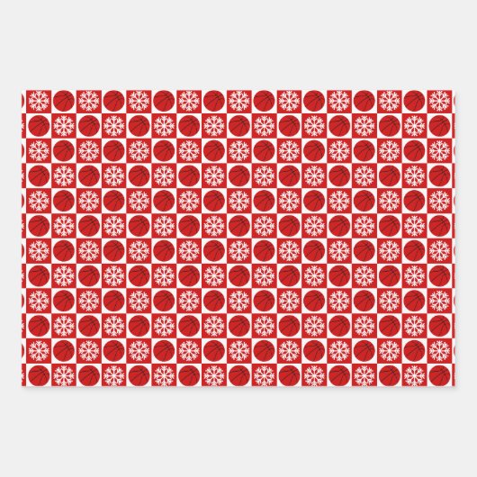 Basketball & Snowflake Rot Schwarz & Weiß Weihnach Geschenkpapier Set (Vorderseite)