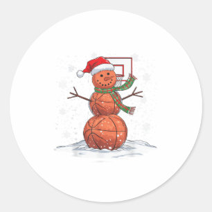 Basketball Snowman _1 Runder Aufkleber