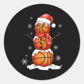 Basketball Snowman Christmas Holiday Srts Xmas Paj Runder Aufkleber (Vorderseite)
