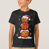 Basketball Snowman Christmas Holiday Srts Xmas Paj T-Shirt (Vorderseite)