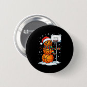 Basketball Snowman Christmas Santa Hat Funny Xmas  Button (Vorne & Hinten)