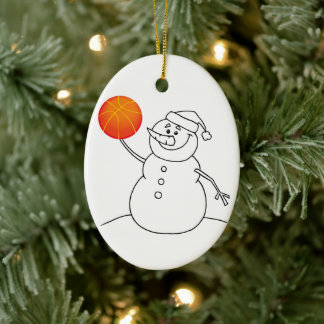 Basketball Snowman Keramik Ornament