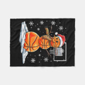 Basketball Snowman Player Santa Hat Christmas Funn Fleecedecke (Vorderseite (Horizontal))