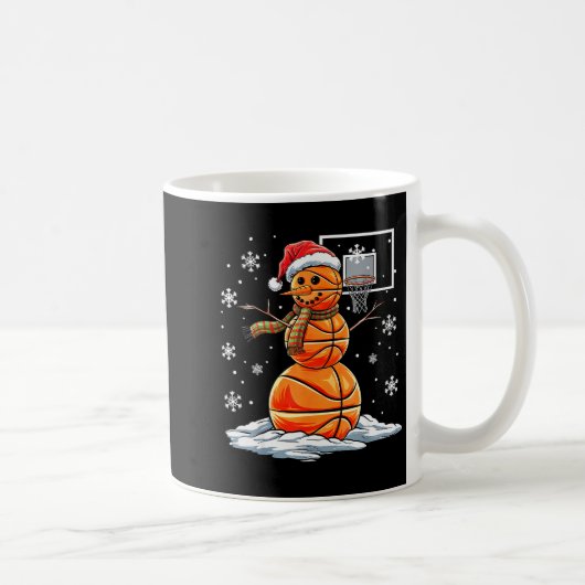 Basketball Snowman Player Santa Hat Christmas Funn Kaffeetasse (Rechts)