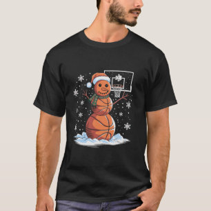 Basketball Snowman Player Weihnachtsmannmütze Weih T-Shirt