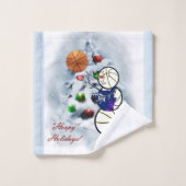 Basketball Snowman Weihnachten Badhandtuch Set (Waschlappen)
