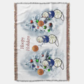 Basketball Snowman Weihnachten Decke (Vorderseite Vertikal)