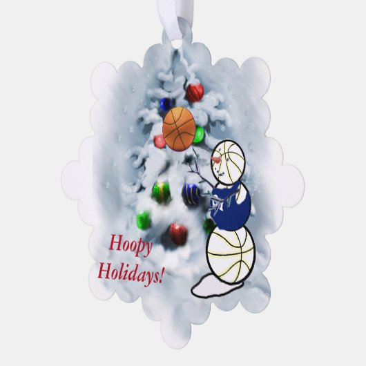 Basketball Snowman Weihnachten Ornament Karte (Linke Ecke)