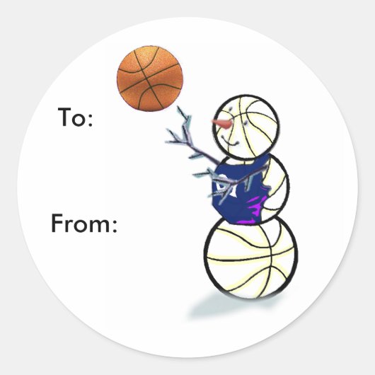 Basketball Snowman Weihnachtsgeschenk Stickers (Vorderseite)