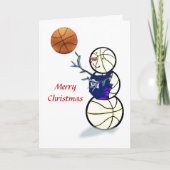 Basketball Snowman Weihnachtskarten Feiertagskarte (Vorderseite)