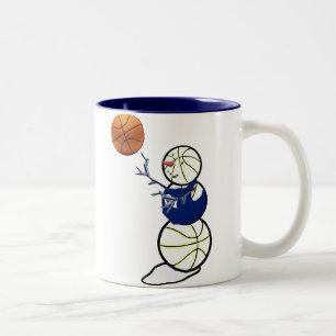 Basketball Snowman Zweifarbige Tasse