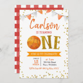 Basketball-Spiel Zeit Geburtstag Einladung (Vorne/Hinten)