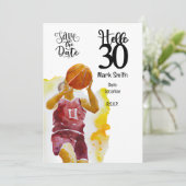 Basketball Spieler 30. Geburtstag Einladung (Stehend Vorderseite)