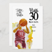 Basketball Spieler 30. Geburtstag Einladung (Vorne/Hinten)