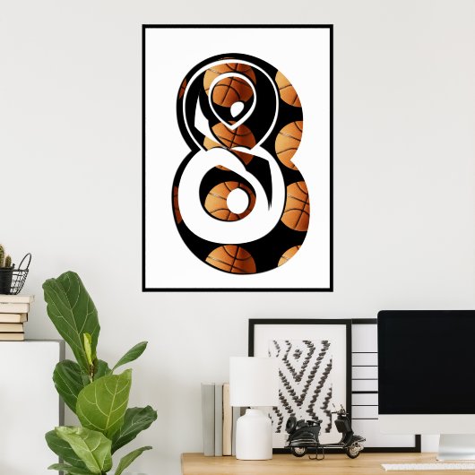Basketball-Spieler: Acht mit Basketball, Poster (Heimbüro)
