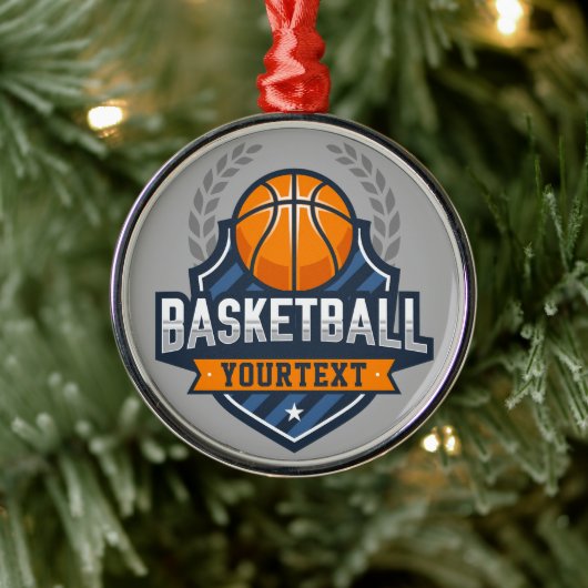 Basketball Spieler ADD NAME Varsity School Team Ornament Aus Metall (Baum)