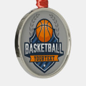 Basketball Spieler ADD NAME Varsity School Team Ornament Aus Metall (Rechts)