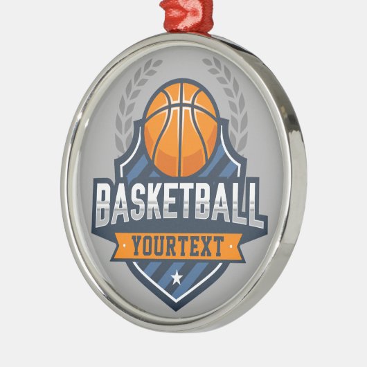 Basketball Spieler ADD NAME Varsity School Team Ornament Aus Metall (Links)