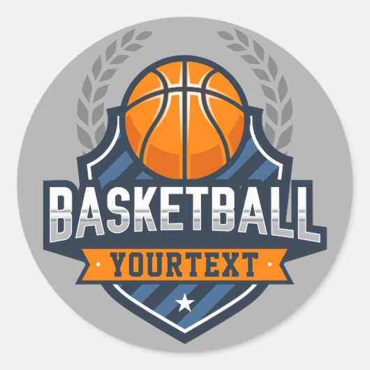 Basketball Spieler ADD NAME Varsity School Team Runder Aufkleber (Vorderseite)