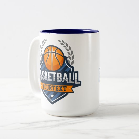 Basketball Spieler ADD NAME Varsity School Team Zweifarbige Tasse (Vorderseite Links)