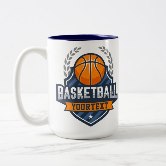 Basketball Spieler ADD NAME Varsity School Team Zweifarbige Tasse (Links)